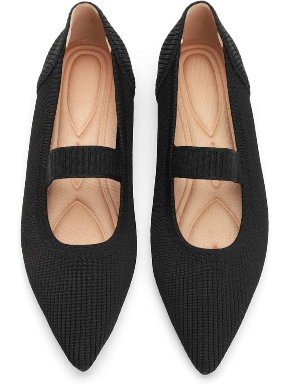 Women's All Black Comfortable Pointed Toe Foldable Slip On Ballet Flat Shoes